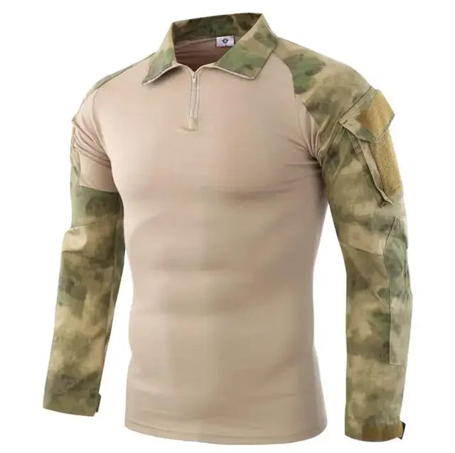 T-Shirts de randonnée tactiques en plein air pour hommes, Combat militaire de l'armée CP Camouflage à manches longues, chemise d'escalade de chasse, vêtements de Sport en coton