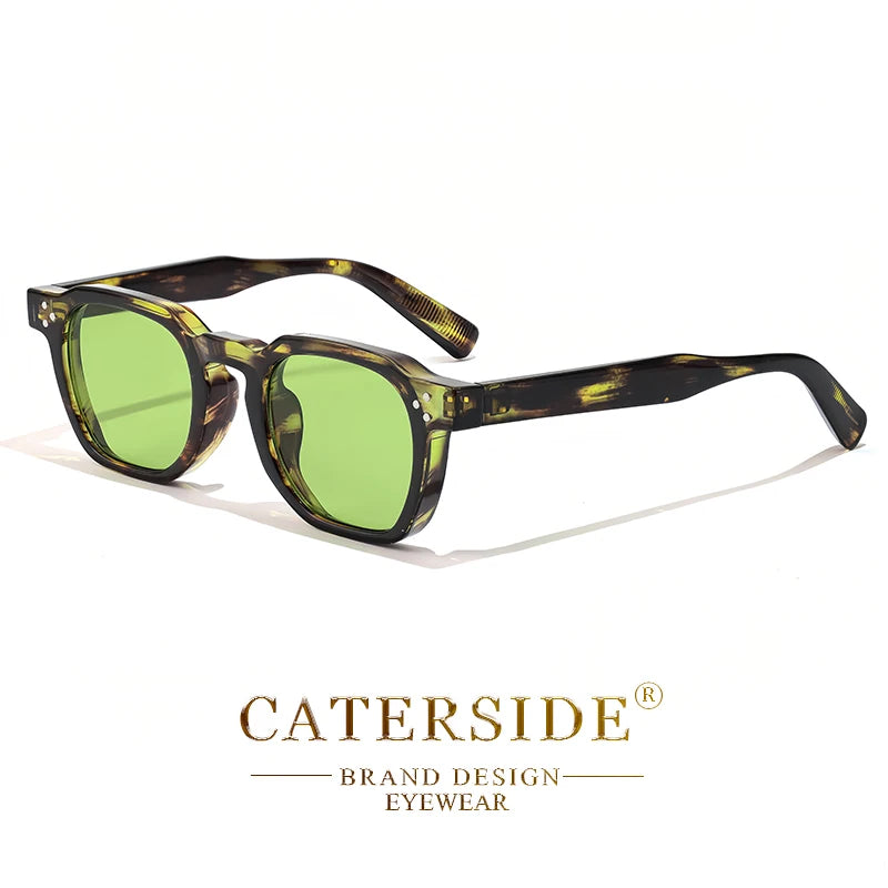 CATERSIDE Retro Square Sunglasses for Men, Punk Style, Trendy Brand, Women's Sunglasses, Travel, Party, UV400 Protection, Summer Style