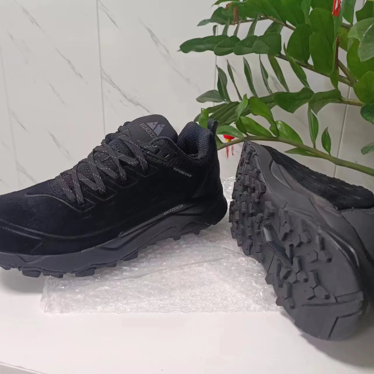 HIKEUP chaussures de randonnée pour hommes Sports de plein air Camping chasse marche chaussure daim cuir véritable respirant Sneaker antidérapant