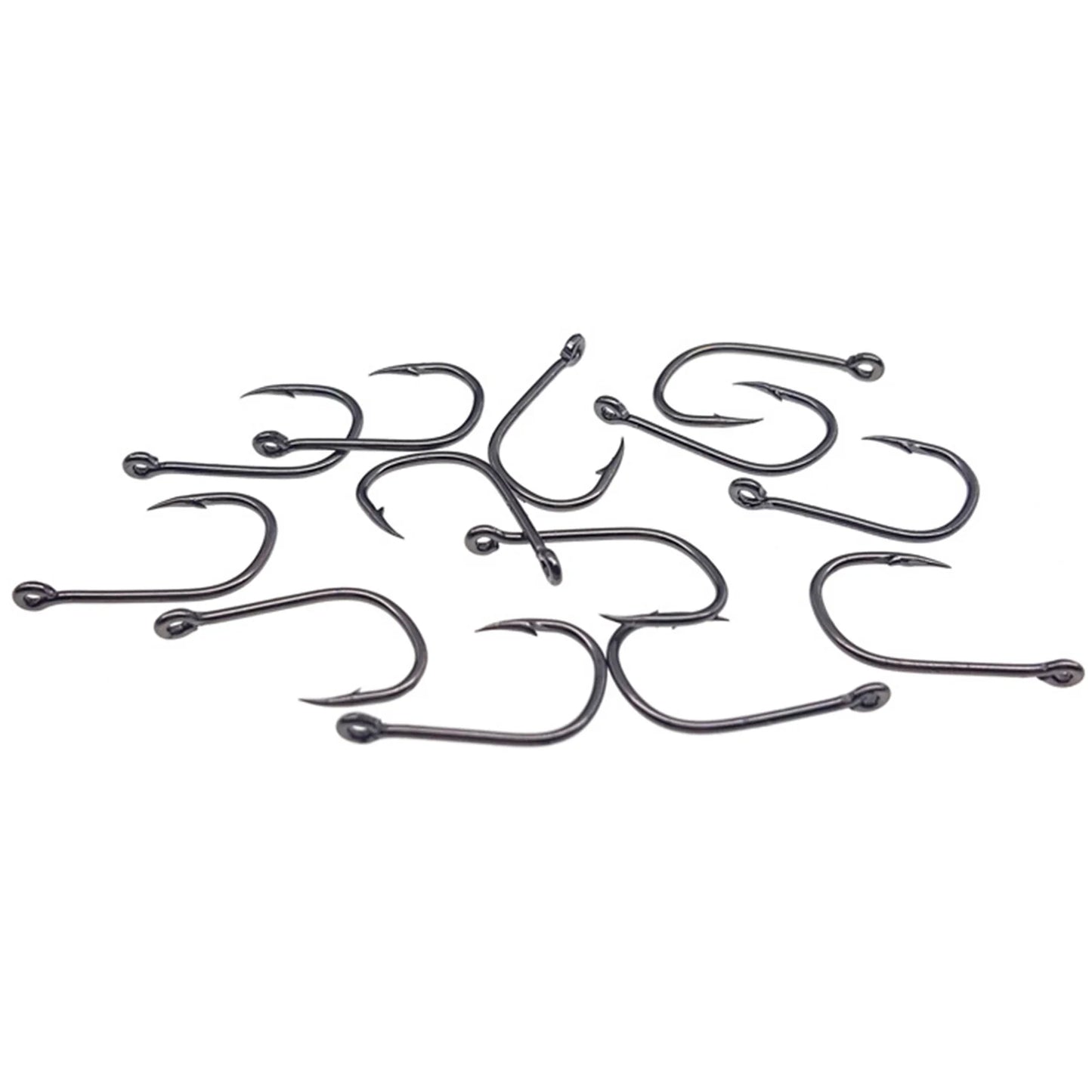 100 pièces d'hameçons de pêche en acier inoxydable, hameçons de pêche en carbone avec boucle, hameçons pointus à barbelures, ensemble d'hameçons de pêche en boîte, accessoires de pêche en mer