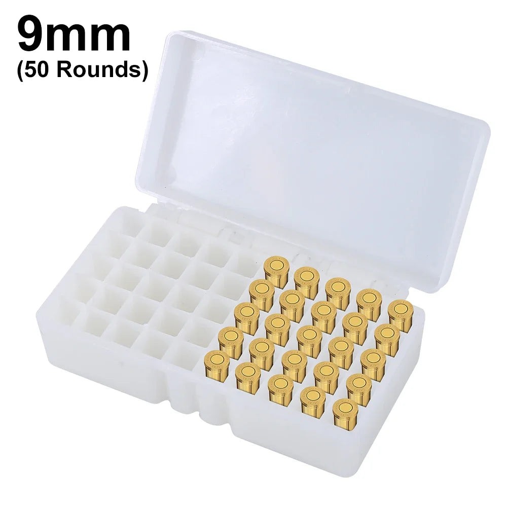 Boîte à balles tactique 50/100 cartouches, boîte de rangement de transport de munitions pour pistolet de 9mm, étui à balles dur rabattable, accessoire de chasse