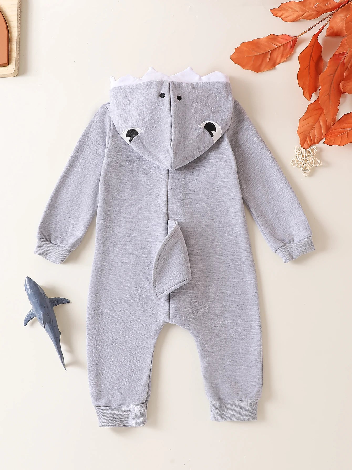 Mameluco con capucha de manga larga para recién nacido, mameluco de tiburón, ropa de bebé con diseño "dunked", para niños y niñas, de una pieza, otoño