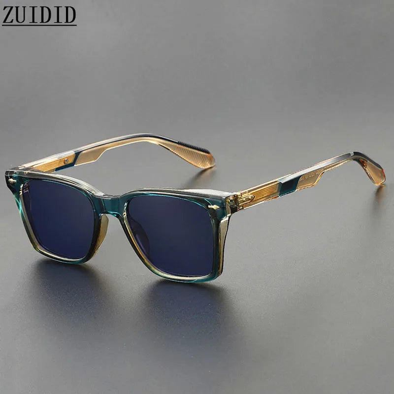 Lunettes de soleil carrées bleues pour hommes — rétro, femmes, à la mode, vintage