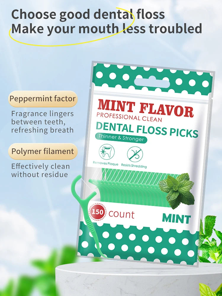 Mint Dental Floss Stick - Disposable Portable Home Dental Floss Stick - Oral Care - Deep Cleaning - Interdental Cleaning