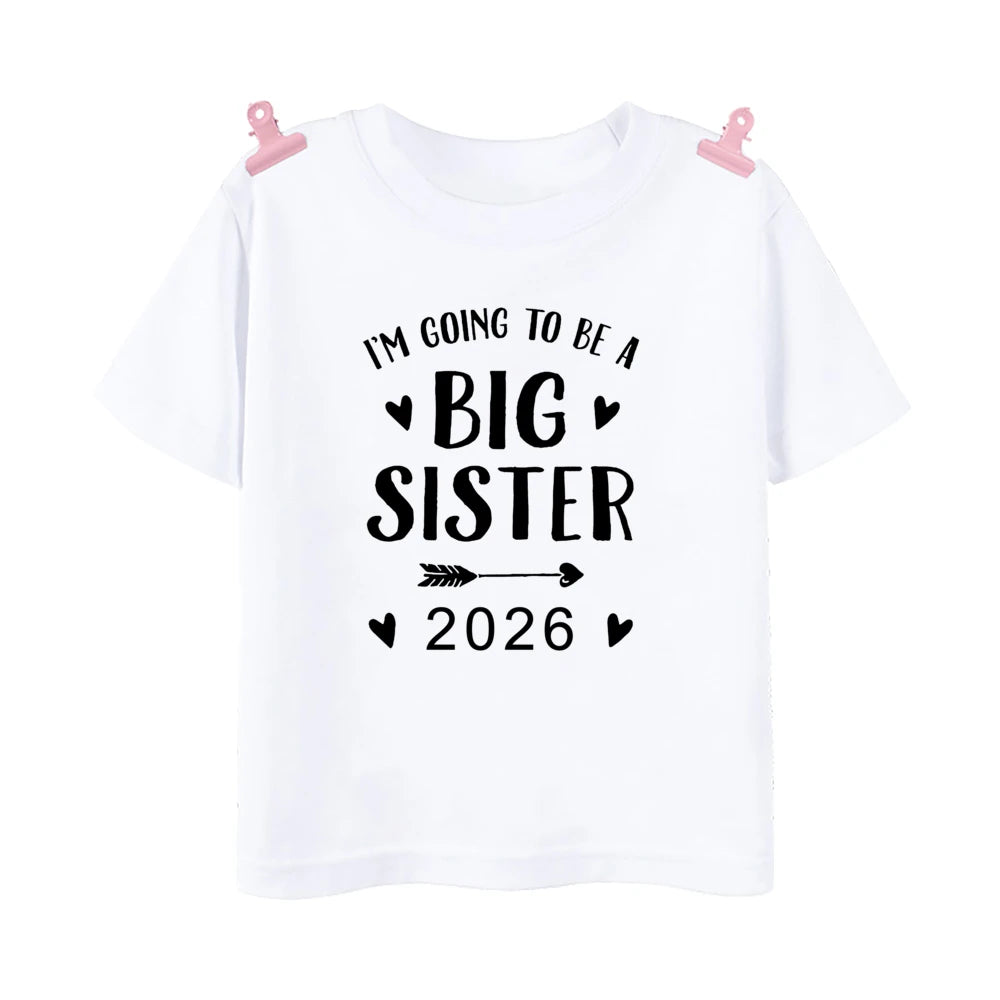 T-shirt imprimé pour enfants, tenue d'été pour enfants, chemises à manches courtes, vêtements d'annonce pour bébé, promu à Big Brother, Big Sister, 2026