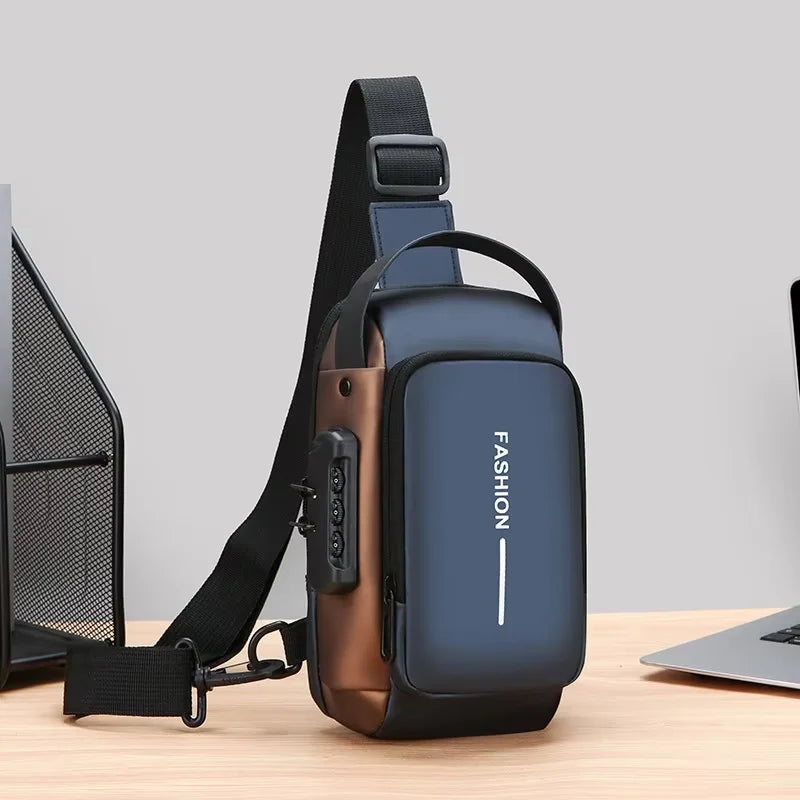 Bolso bandolera elegante para hombre – Tela Oxford duradera, bandolera de pecho con bolsillo para teléfono, cierre de cremallera