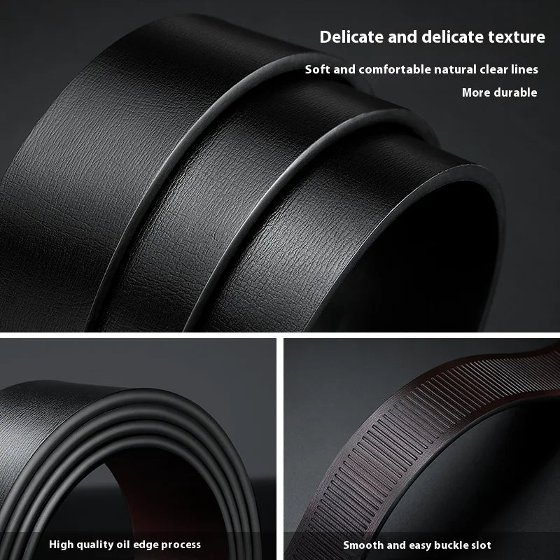 Men's Leather Belt Fashion Automatic Buckle Cowhide Luxury Male Belts Designer Black Belt 110-160 cm Large Size Jean Belt