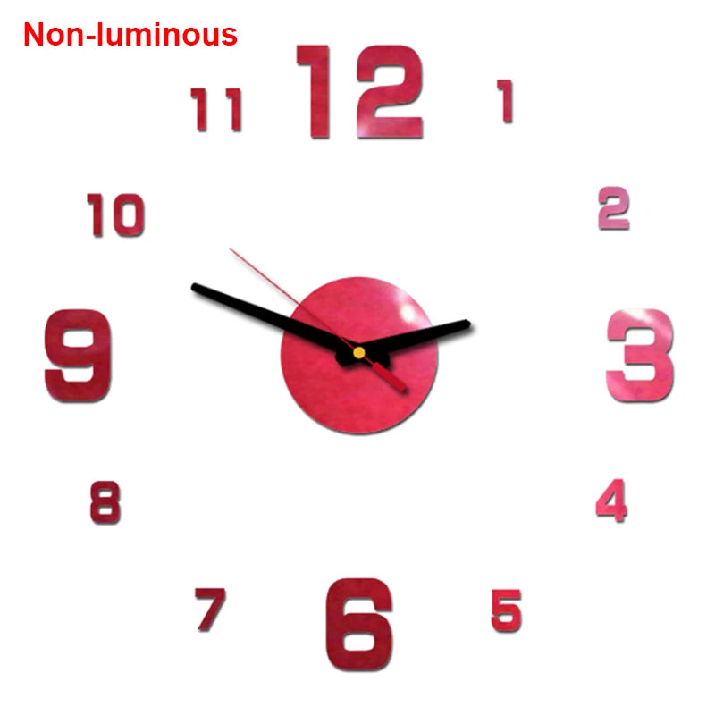 Reloj de pared, reloj de pared luminoso DIY, reloj de cuarzo, pegatinas de espejo acrílico, reloj de pared, decoración de pared, decoración cálida del hogar.