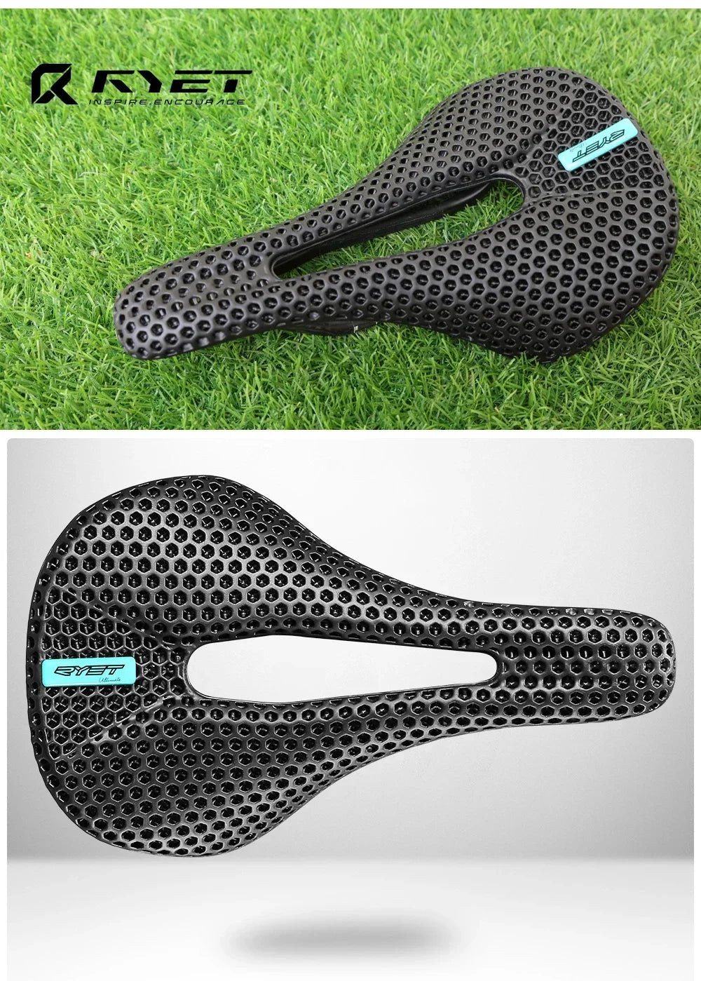 Selle vélo carbone 3D imprimée 140mm — rail rond, super légère, route, VTT, course