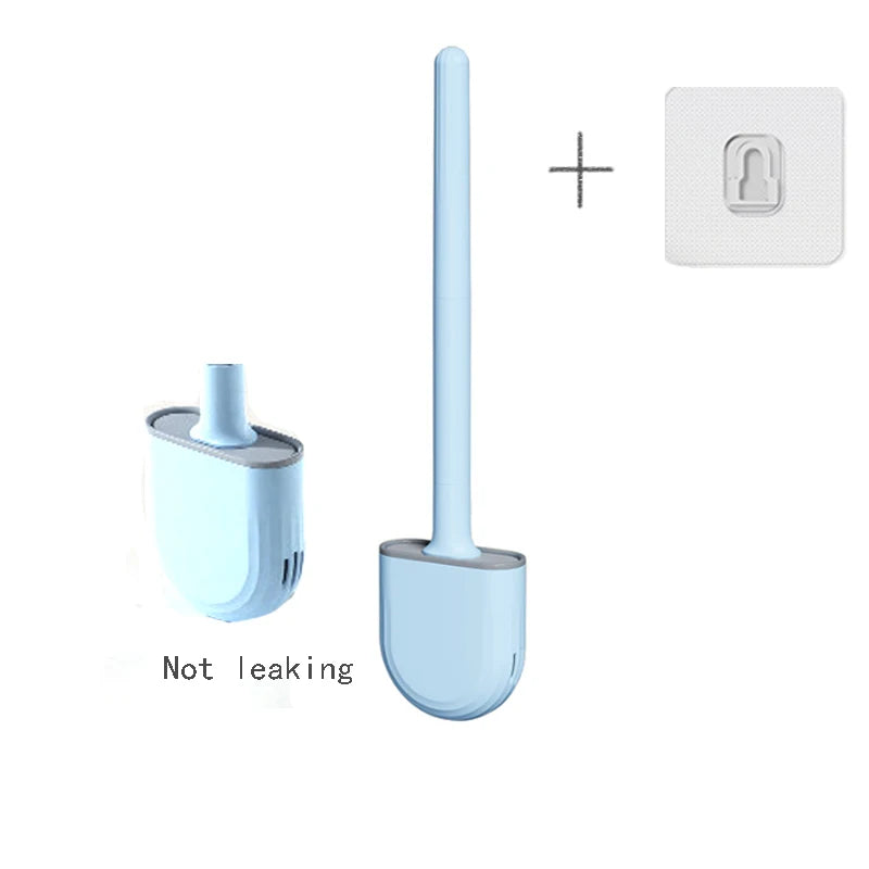 Brosse de toilette murale avec support, brosse de toilette en silicone à long manche, poils souples, accessoires pour livres et WC