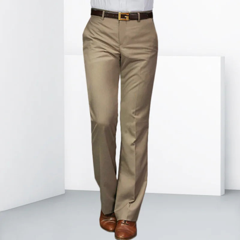 Pantalon décontracté micro-évasé taille moyenne pour homme — botte d'affaires, coupe cloche, 4 saisons, 2024