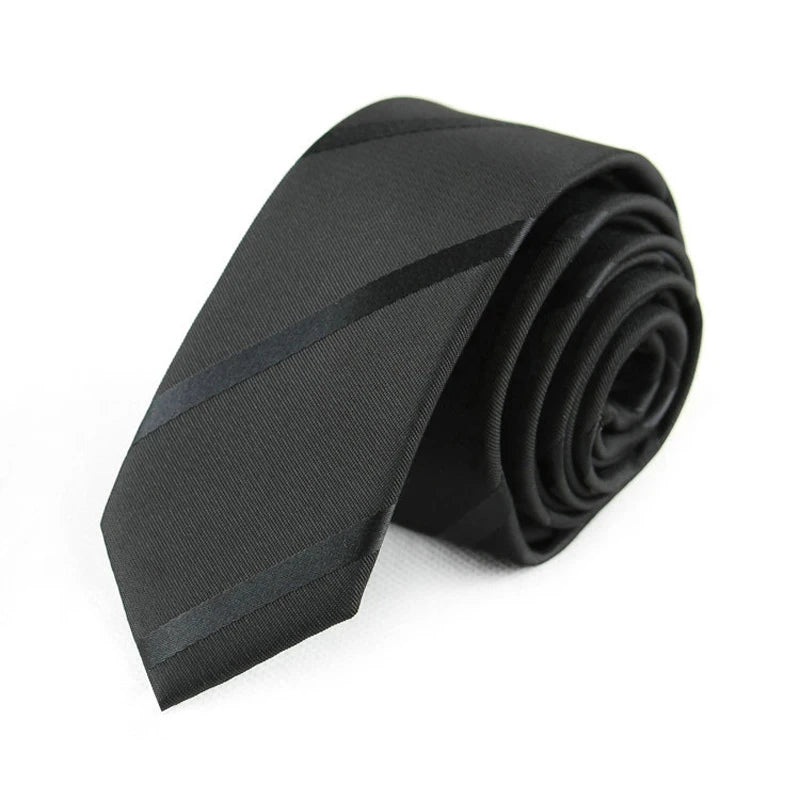 Corbatas negras delgadas de 5CM para hombre, corbata de poliéster a rayas, puntos sólidos, Jacquard, corbata de negocios para fiestas