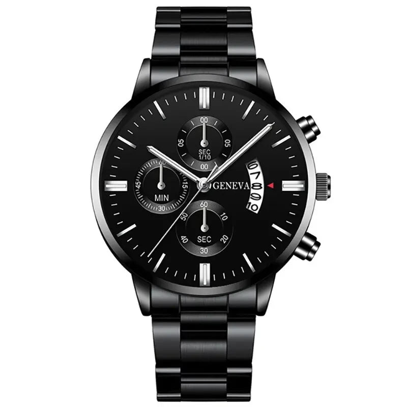 Montre Quartz Acier Inoxydable Homme — Calendrier Affaires Bracelet