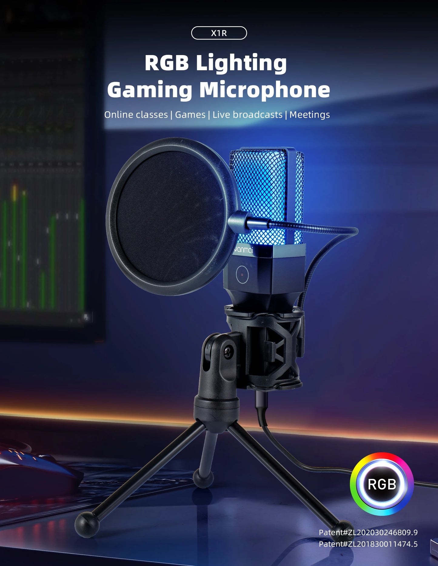 Microphone USB à condensateur pour gaming et podcast – Micro filaire pour PC, streaming et karaoké