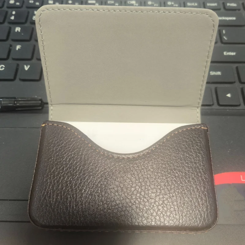 Stitched PU Leather Credit Card Holder, Business Card Case, Wallet with Magnetic Closure for Men and Women