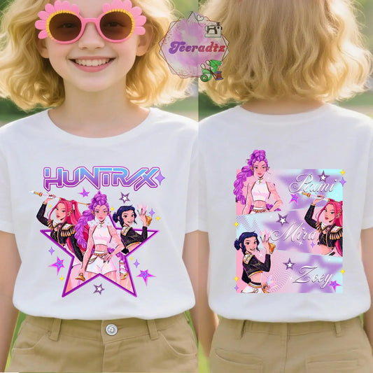 T-shirt pour adolescents et enfants — dessin animé chasseur de démons, top, manches courtes