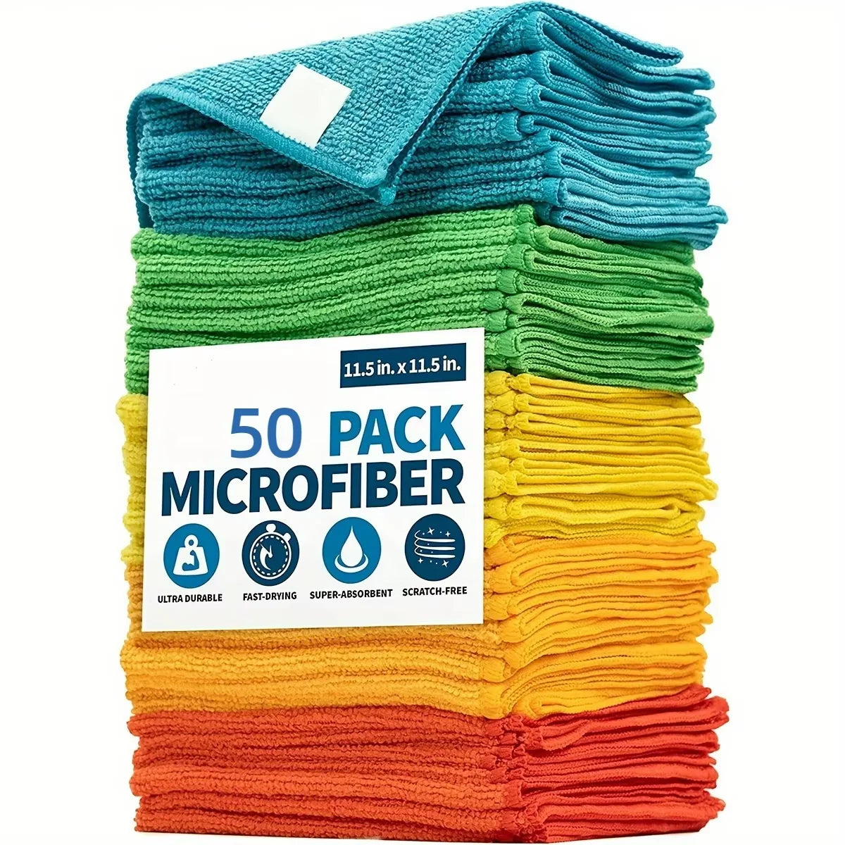 5/10/20/50pcs chiffon de nettoyage en microfibre, chiffon à vaisselle chiffon ménager cuisine salle de bain serviette de nettoyage serviette absorbante Durable