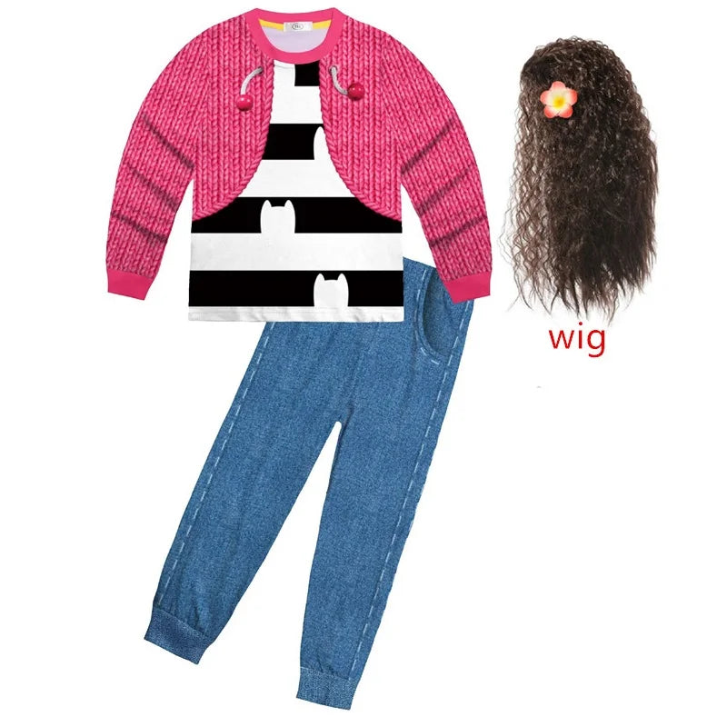 Costume enfant chat — pyjama à manches longues, t-shirt + pantalon + bandeau, tenue Halloween