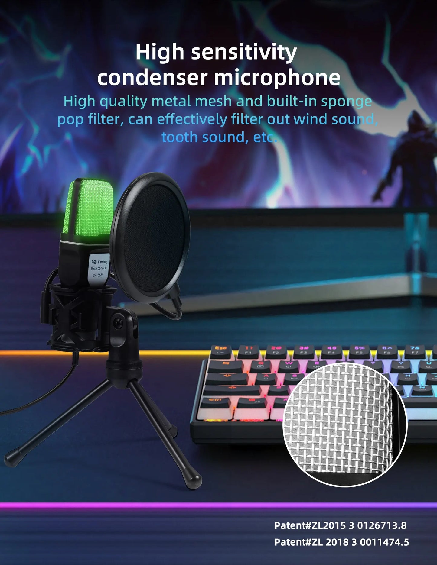 Microphone USB à condensateur pour gaming et podcast – Micro filaire pour PC, streaming et karaoké