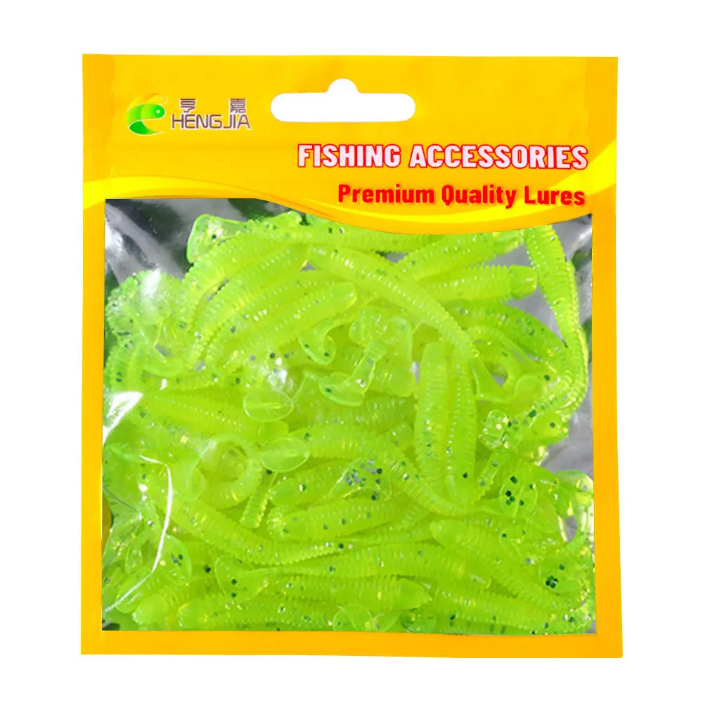 Hengjia 10-50pcs/lot 4.5CM Small Soft Silicone T-Tail Worm Swimbait Lure Fishing Tackle for Carp Black-bass Pike