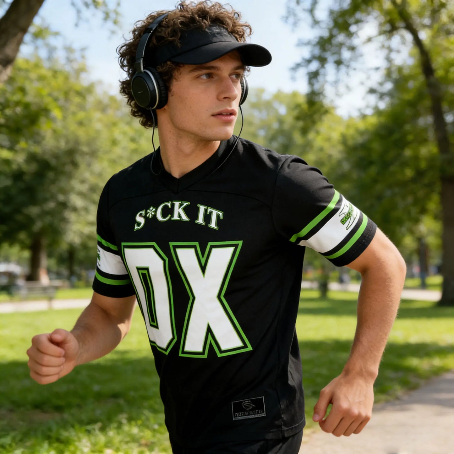 T-shirt de football noir pour hommes — mode classique, technologie sportive, plein air, fitness
