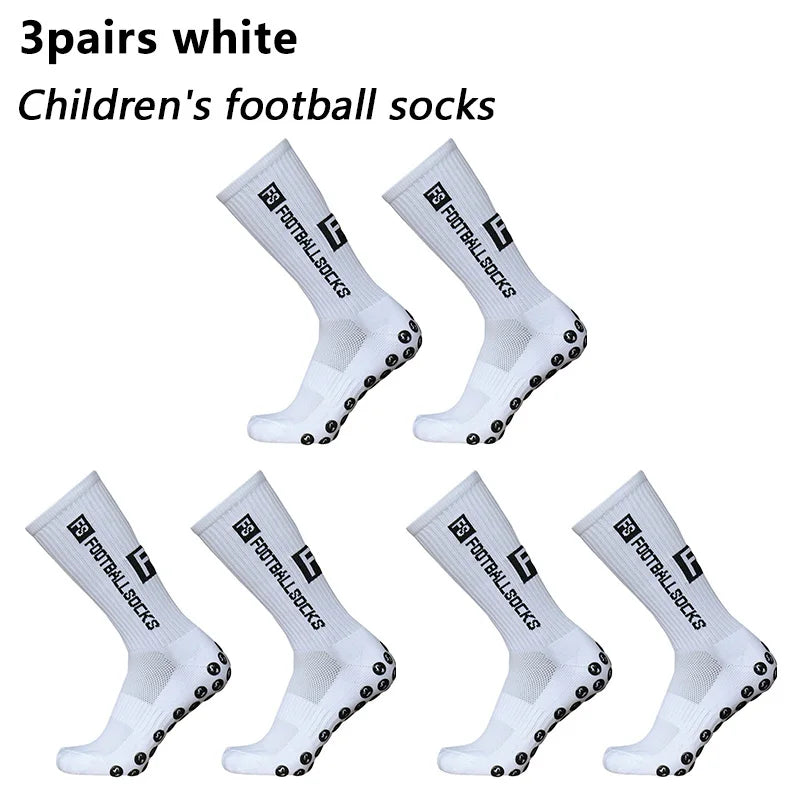 Chaussettes de Football Enfant Antidérapantes Silicone — Lot de 3 Paires, Jusqu’aux Genoux