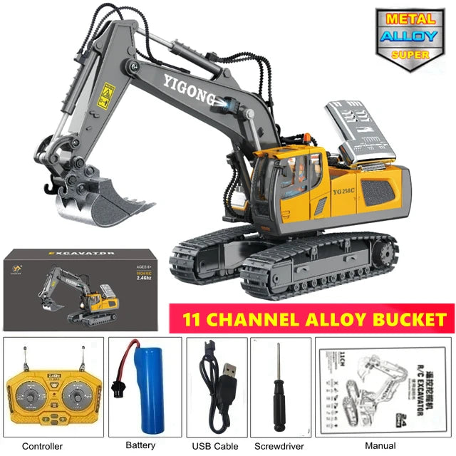Pelle télécommandée 4WD, camion à benne basculante en alliage 4x4, Bulldozer, modèle Radio, voiture RC, véhicule de Construction, jouet, cadeaux pour enfants