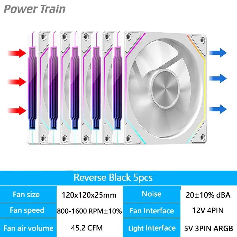 Ventilateur de boîtier PC ARGB LDPCSJ Prism 4RS 120 mm avec design miroir infini, synchronisation avec la carte mère, ventilateur de refroidissement CPU PWM 4 broches