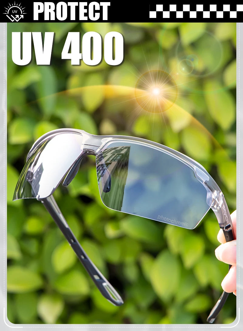 Lunettes de cyclisme photochromiques UV400 — sports de plein air, course, VTT, vélo de route, hommes et femmes