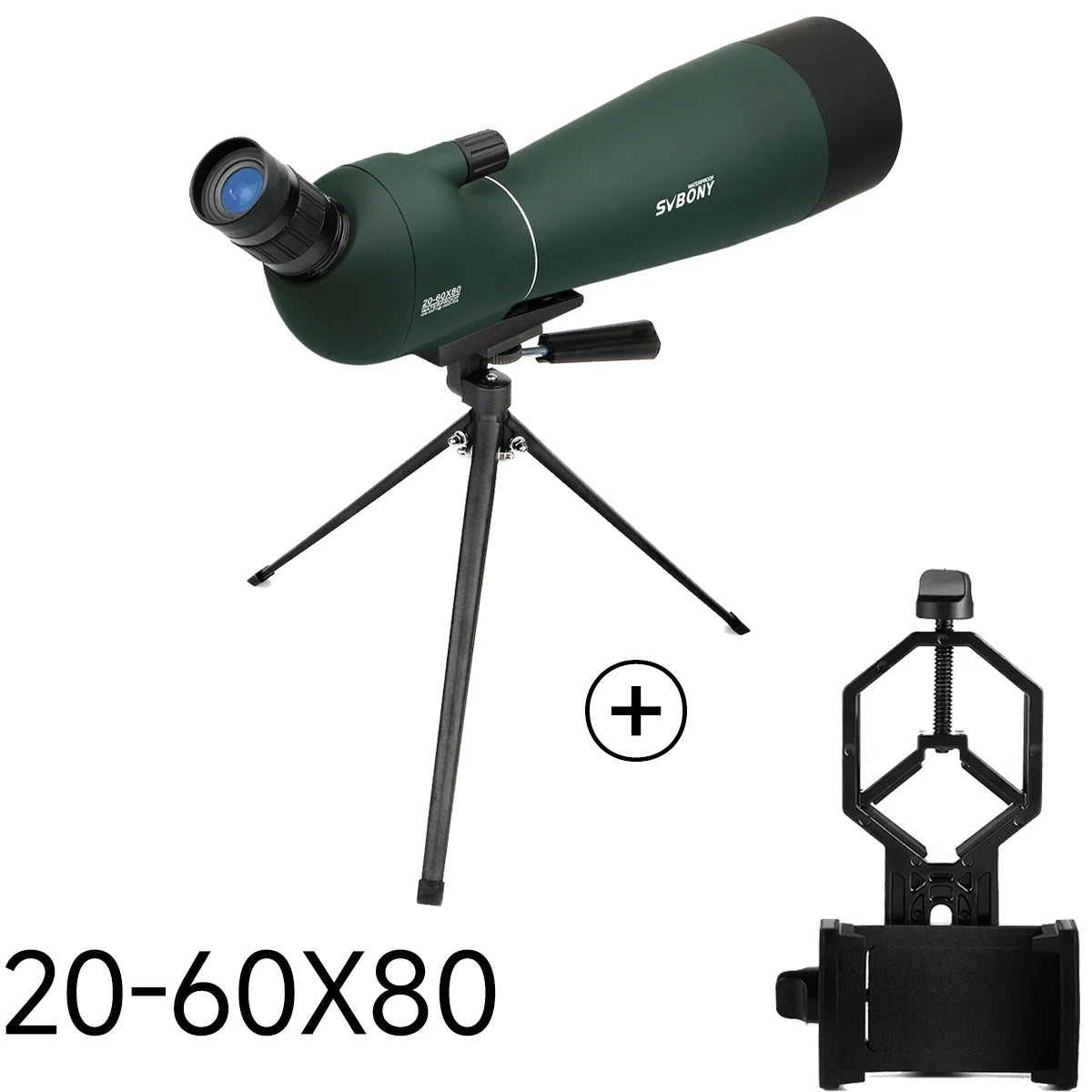 Longue vue monoculaire 50/60/70/80mm Bak4 Porro Prisme — imperméable, adaptateur téléphone, trépied, observation oiseaux