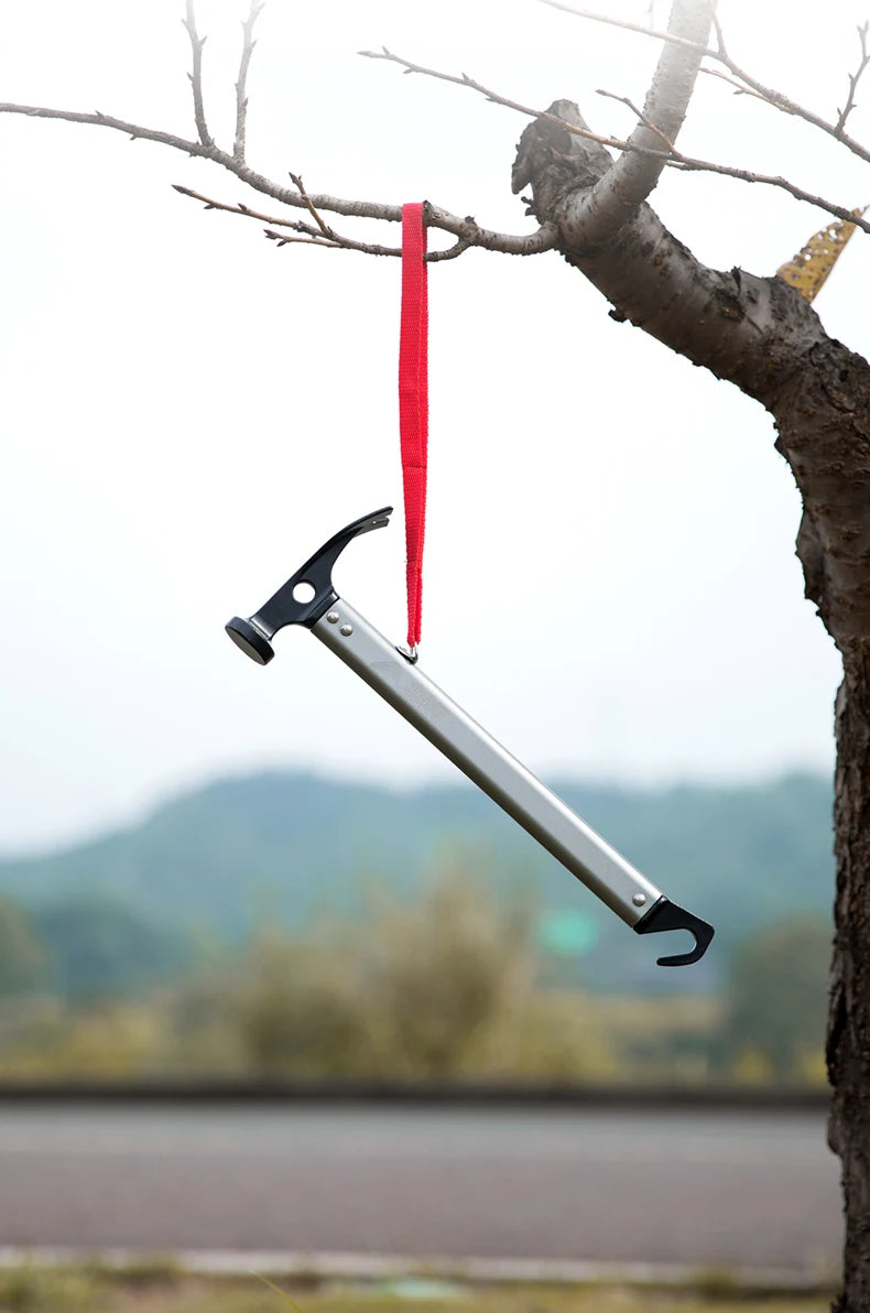 BISINNA-Marteau de camping multifonctionnel, piquets de tente d'extérieur, multi-outil avec poignée en alliage d'aluminium, fournitures de camping ultralégères