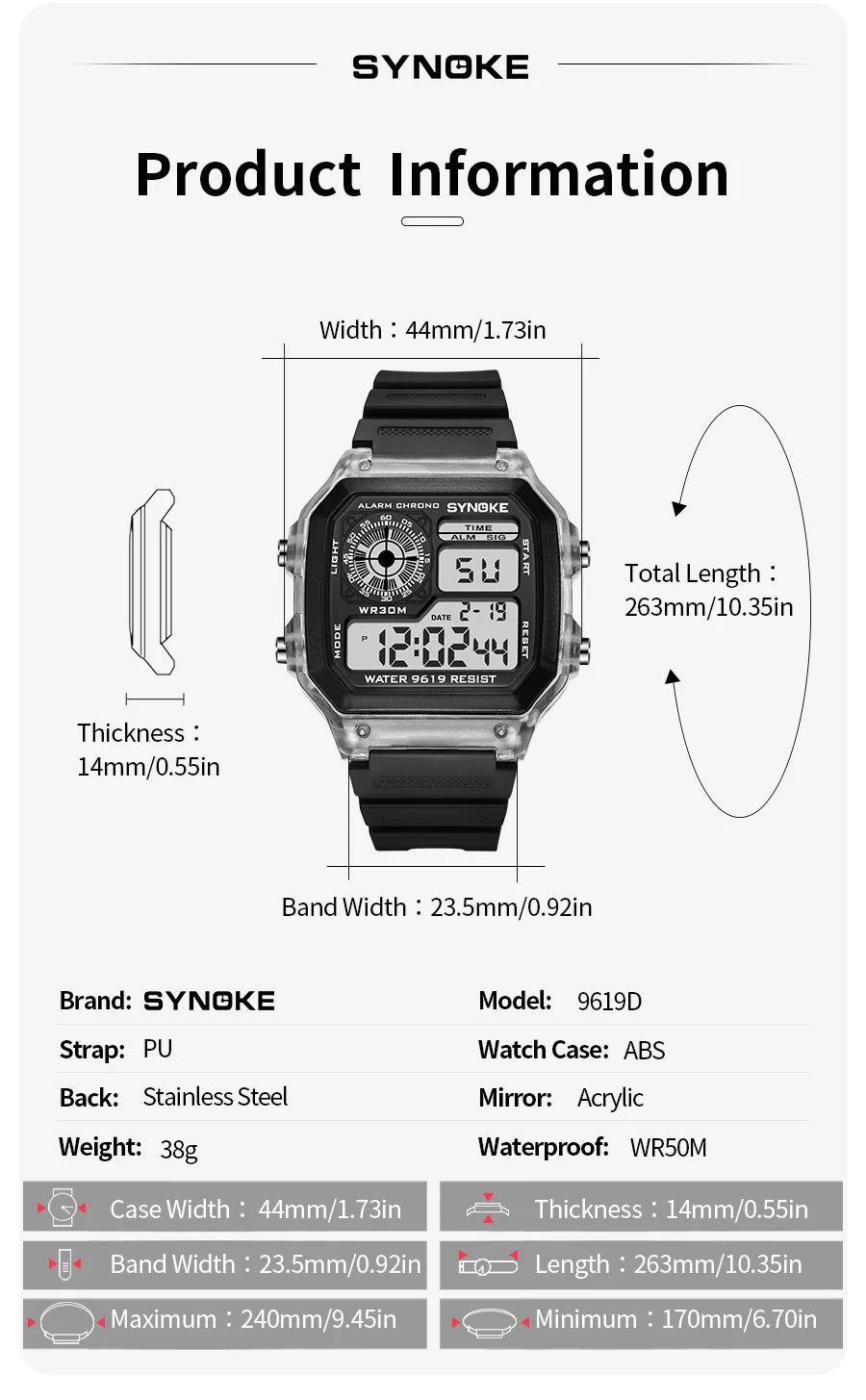 Montre numérique étanche sport multifonction — extérieur, course, étudiant, sept couleurs