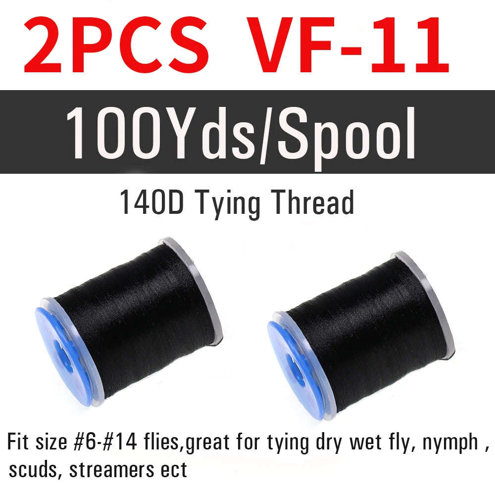 2 pièces de fil à nouer pour la pêche à la mouche 140D # 6~ # 14 Nymphes sèches et humides, Matériel de montage de mouches streamer, Fil, Fixateur de bobine, Outil de montage de mouches