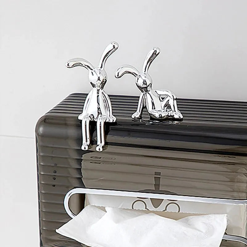 Double Statue de lapin à longues oreilles, 2 pièces, accessoires de décoration de dessin animé, salon, chambre à coucher, voiture, ornement décoratif de bureau