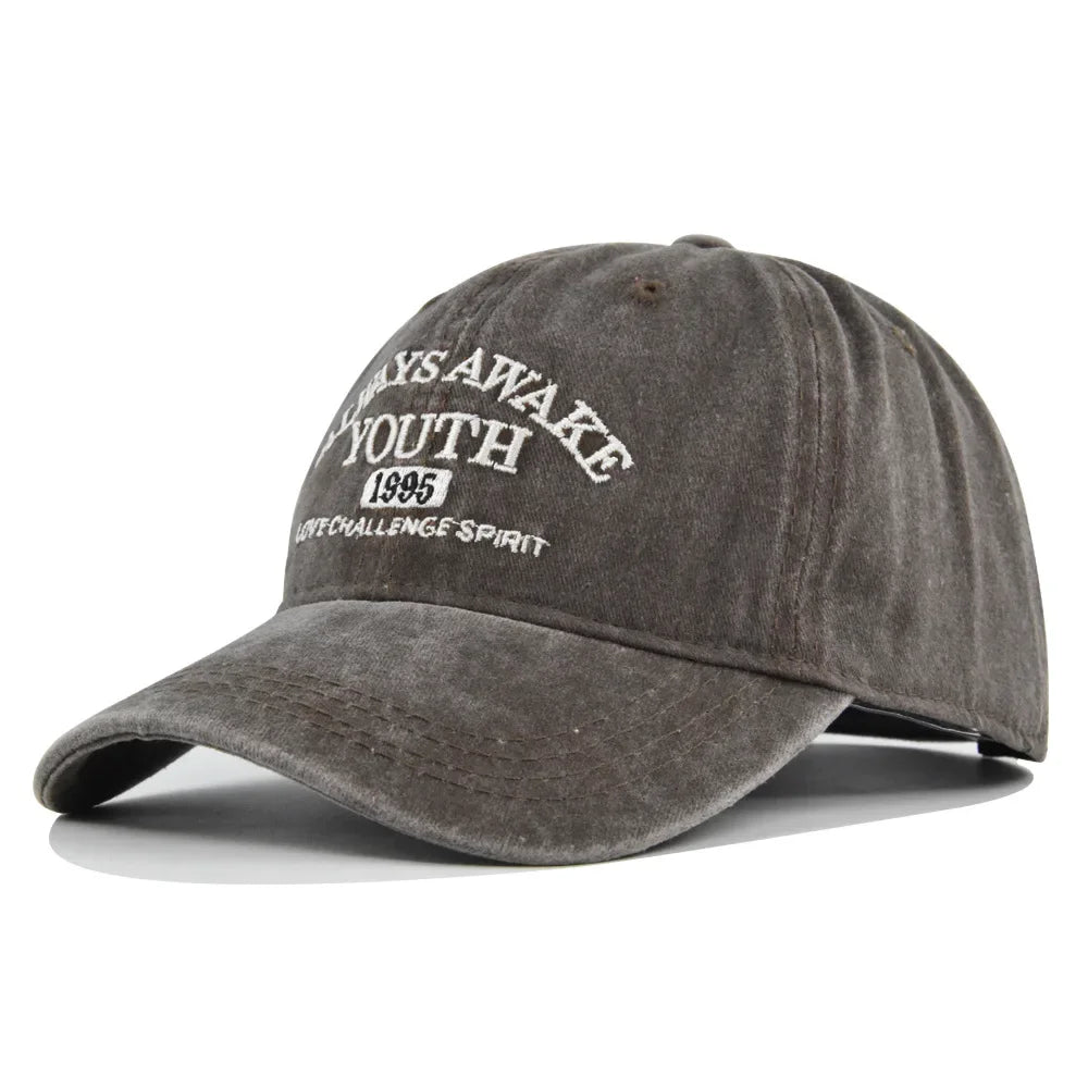 Men Women Embroidered Letter Baseball Cap Vintage Fashion Solid Adjustable Outdoor Sports Snapback Hat Distressed Gorras