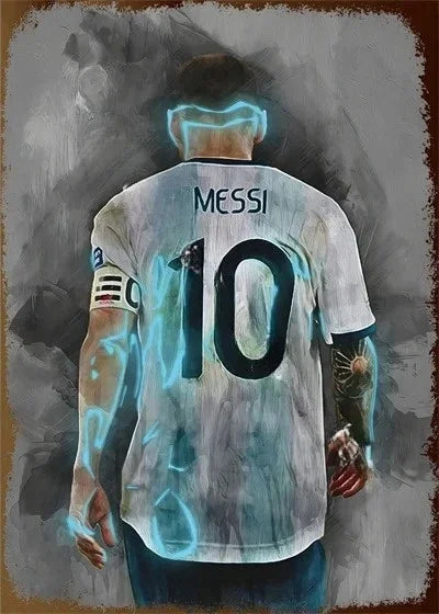 Affiche Métal Aluminium Étoile Football — Décoration Murale Bar, Club & Salon