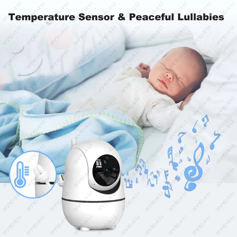 5-inch Video Baby Monitor with Camera, PTZ Zoom, Security Protection, Surveillance Cameras, Temperature Sensor, Lullaby