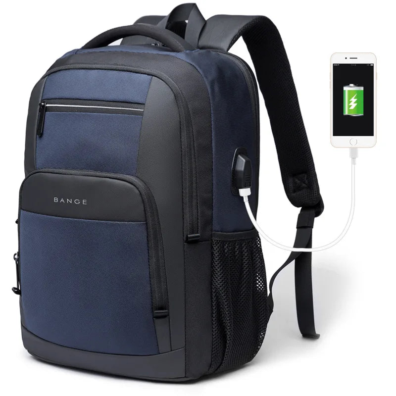 BANGE léger 15.6 pouces sac à dos pour ordinateur portable étanche USB Port de Charge multifonctionnel voyage randonnée sac d'école Mochila pour hommes