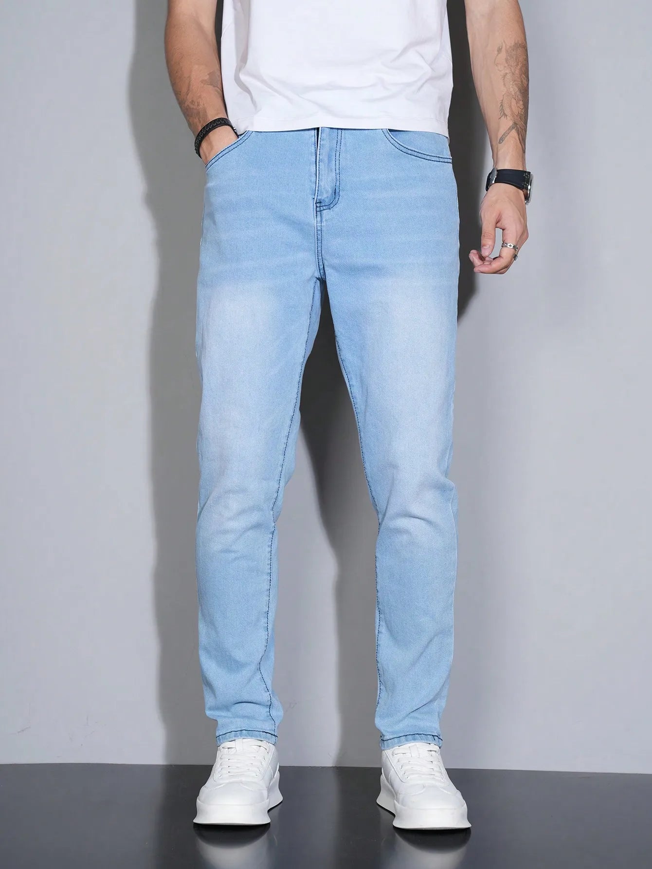 Manfinity Hombre Jeans ajustados versátiles casuales con bolsillo para hombre