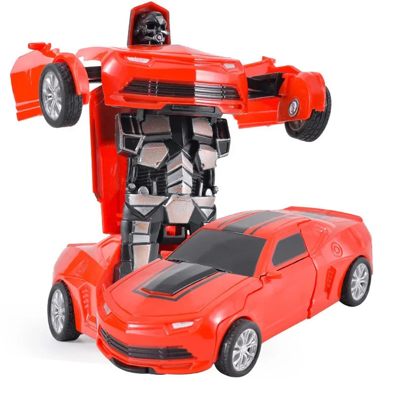 Coche de juguete de cambio de forma de impacto inercial para niños, robot Autobot de cambio de forma con un solo botón, rompecabezas de cambio de forma, colisión