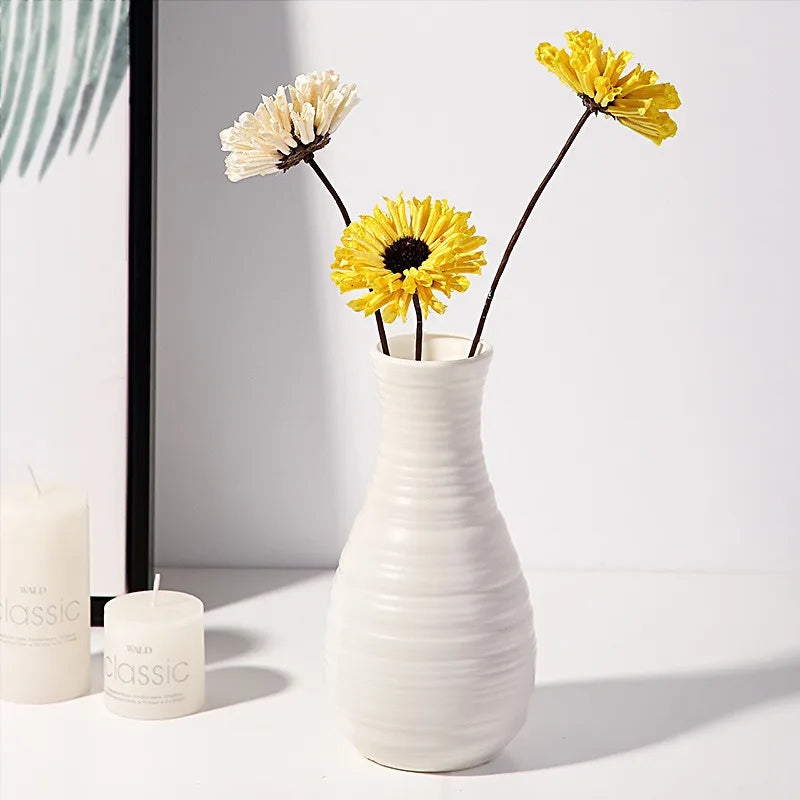 Vase nordique en plastique – Petit pot de fleurs décoratif pour salon, style moderne