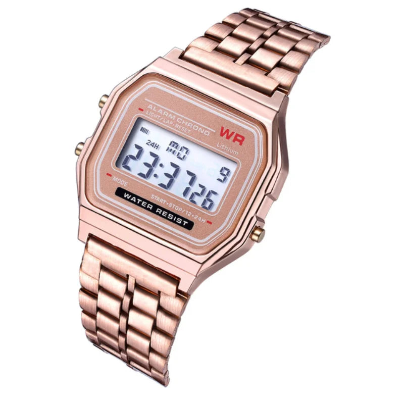 Reloj de pulsera de acero F91W no resistente al agua para mujeres, hombres, reloj de negocios, reloj deportivo digital LED multifuncional, reloj electrónico