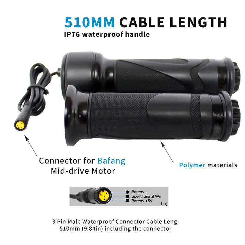 Acelerador rotatorio para bicicleta eléctrica y patinete 24V-72V, impermeable, con cable de control de velocidad, accesorios universales para bicicletas eléctricas