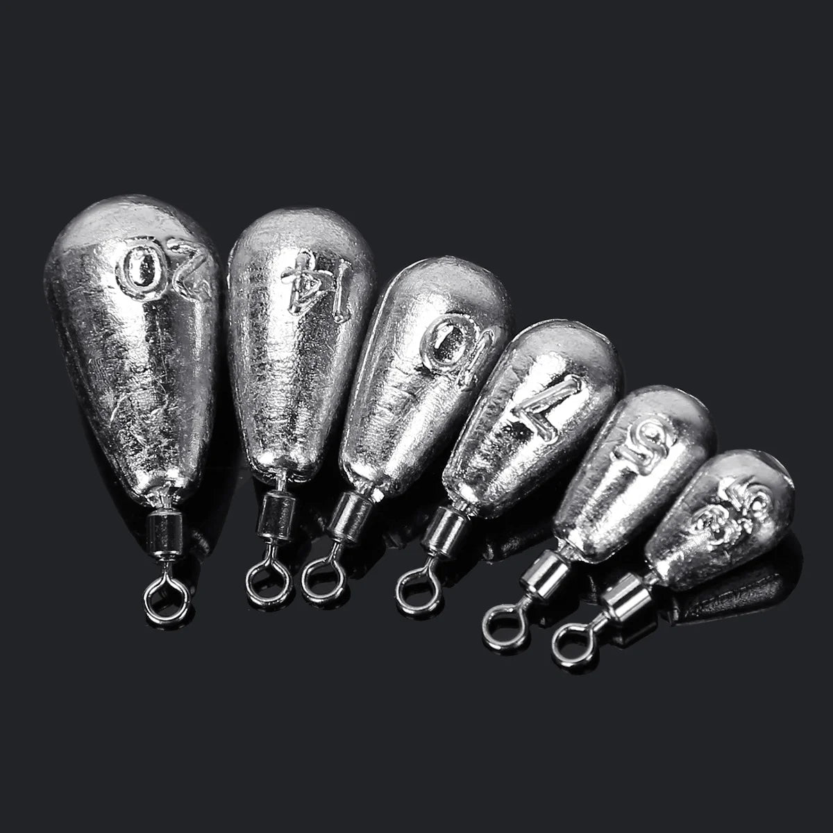 10 pièces par lot, plombs de pêche en 3.5g, 5g, 7g, 10g, 14g et 20g, poids en forme de goutte d'eau, accessoires de matériel de pêche