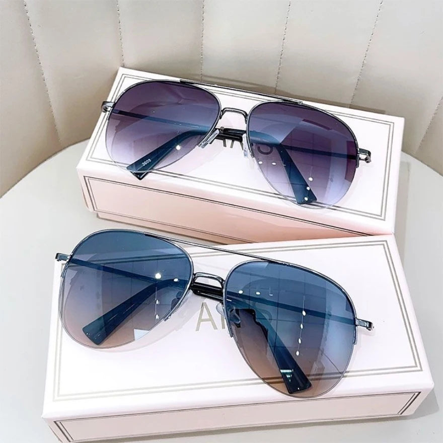 Lunettes de soleil dégradées mode pour hommes — pilote, grande monture, anti-reflet
