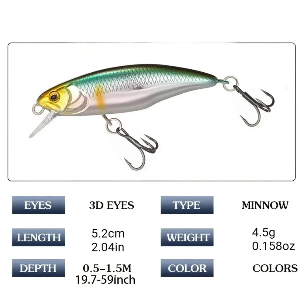 Leurre de Pêche 52mm 4.5g — Jerkbait Dur Brochet, Perche & Bar