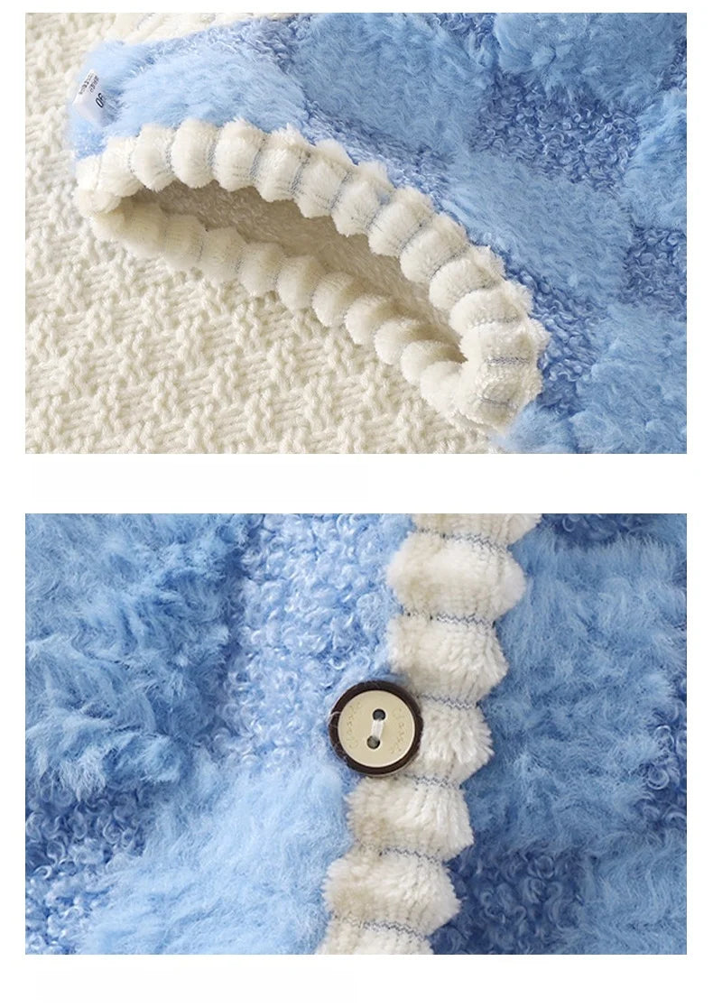 Chaqueta polar para niños, chaleco cálido de doble capa con estampado a cuadros, para niños y niñas, ropa de abrigo sin mangas para otoño e invierno