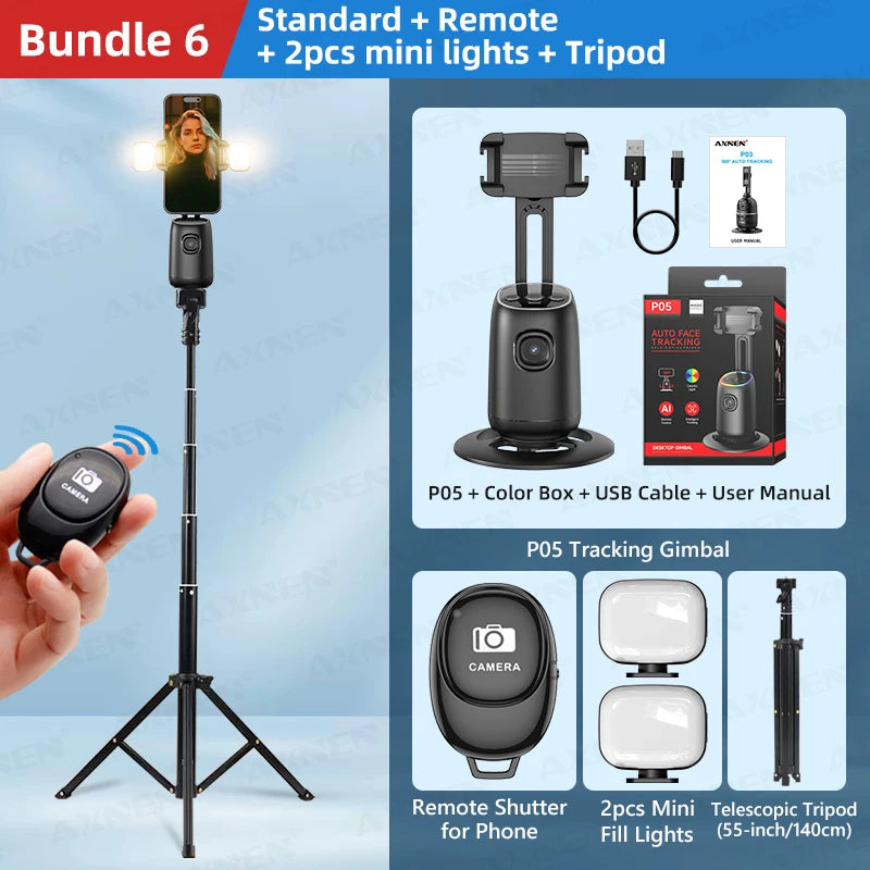 P05 — Stabilisateur Smartphone Suivi IA 360° Support Table Live & Vidéo