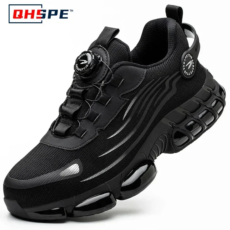 Botón giratorio nuevos zapatos de seguridad para hombre Anti-aplastamiento Anti-perforación zapatos de trabajo de moda para hombre zapatos deportivos botas de protección de seguridad para hombre