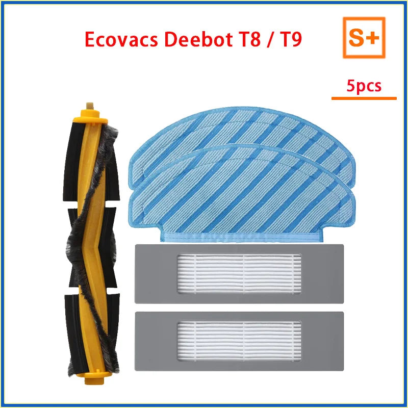 Dust Bag Parts for ECOVACS Deebot T9 AIVI T8 AIVI N8 Pro Robot Vacuum Cleaner, Main Side Brush, HEPA Filter, Replacement Accessories